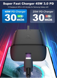 45W USB/Type C Super Fast Charging PD Charger with 1 m Cable Black, for A53 A15 A54, S25 S24 S23 S22 S21 S20 Ultra, S24+ S23+ S22+ S21+, Fold, Flip, Type C Power Adapter - pzsku/Z8454C2B031FE8C1973A2Z/45/_/1733969904/351f682b-786a-4463-a87d-bcbae55a836b