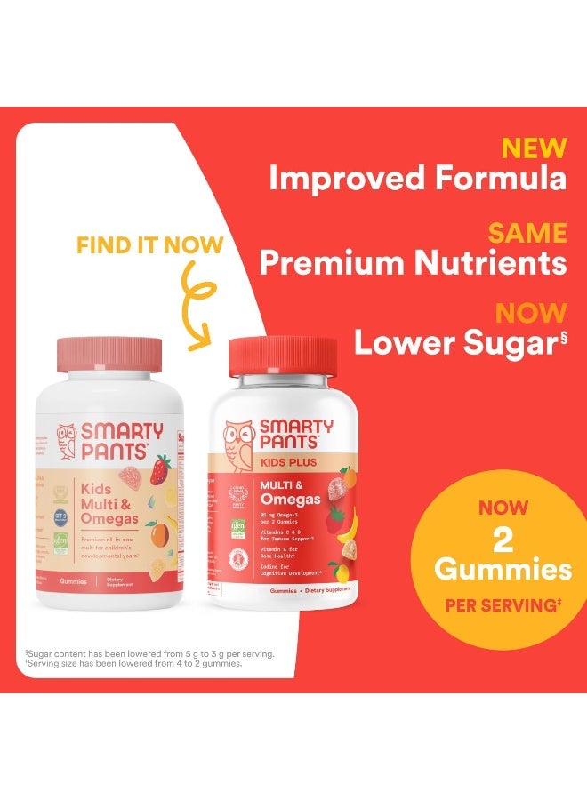 SmartyPants Kids Multivitamin Gummies: Omega 3 Fish Oil (EPA/DHA), Vitamin D3, C, Vitamin B12, B6, A, K & Zinc for Immune Support, Biotin, Gluten Free, Three Fruit Flavors, 120 Count (30 Day Supply) - Image 2