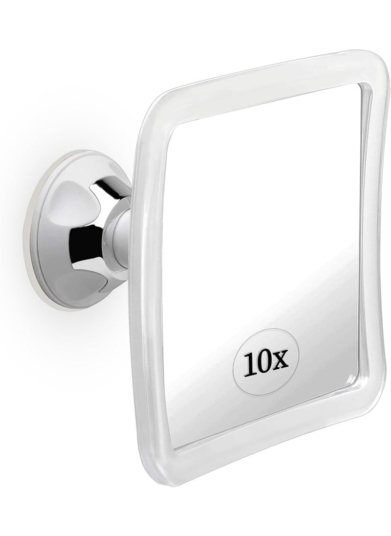 Mirrorvana MIRRORVANA 10X Magnifying Makeup Mirror with Suction Cup - Suitable for Cosmetic, Vanity, Bathroom, and Travel Use - Designed for Precise Makeup Application and Skin Care - 6.3" x 6.3" (Square) 