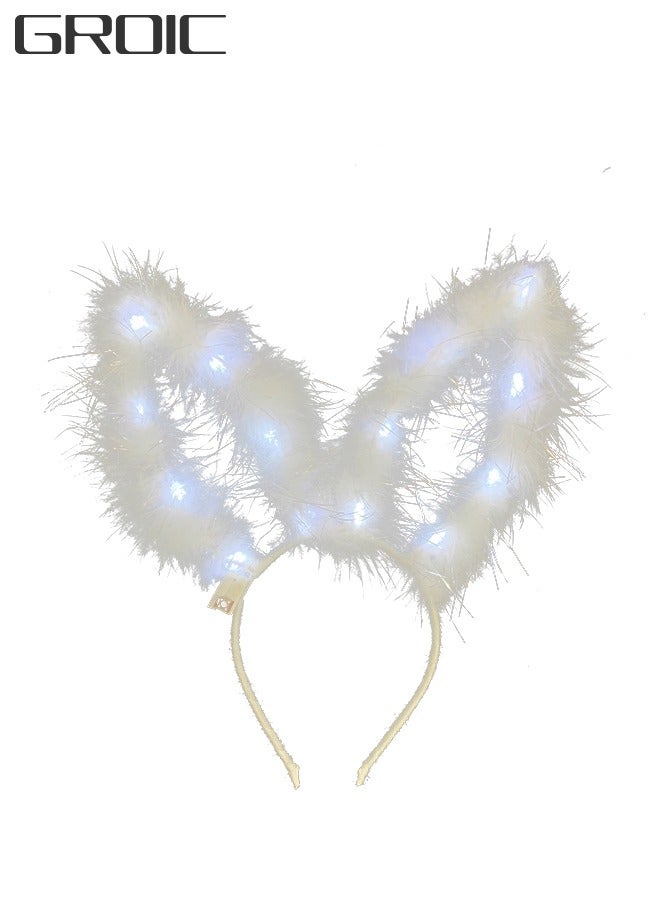 GROIC Light Up Headbands LED Rabbit Ears Glowing Headband Luminous Rabbit Ear Led Head Band Party Head Accessory for Women and Girls - Image 1