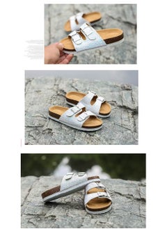 RUIZU Women's cork insole sandals, comfortable summer beach sandals with adjustable buckles  - Image 5