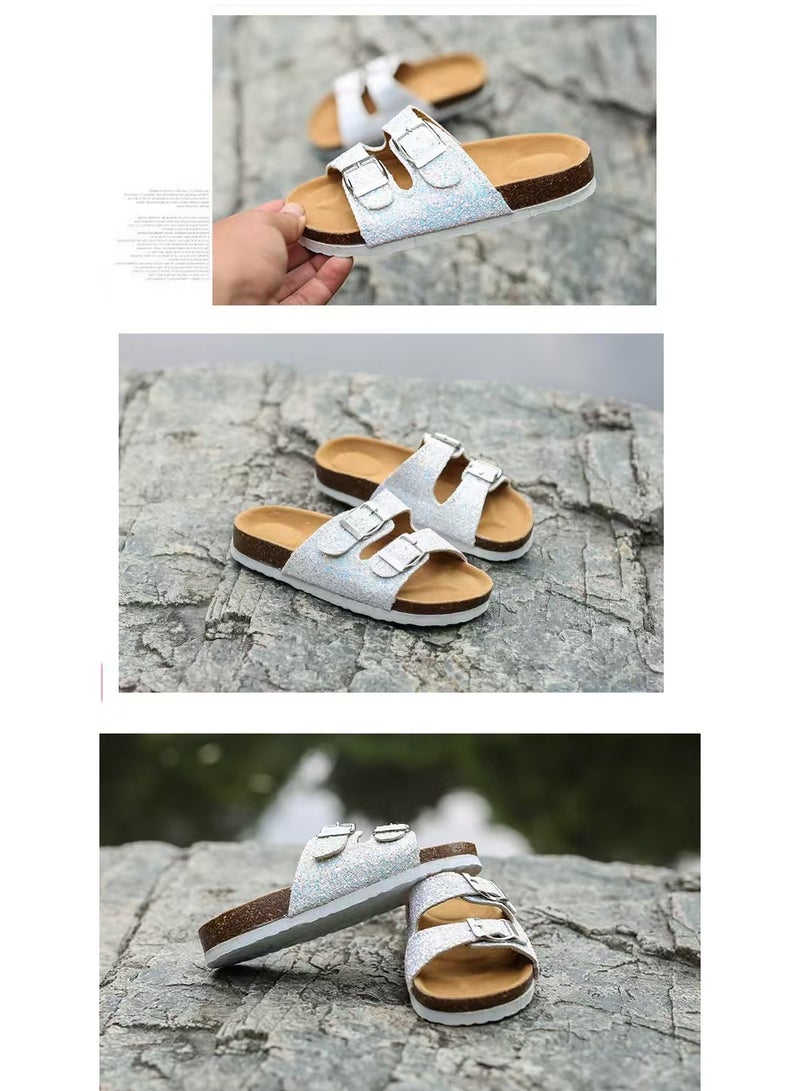 RUIZU Women's cork insole sandals, comfortable summer beach sandals with adjustable buckles  - Image 5