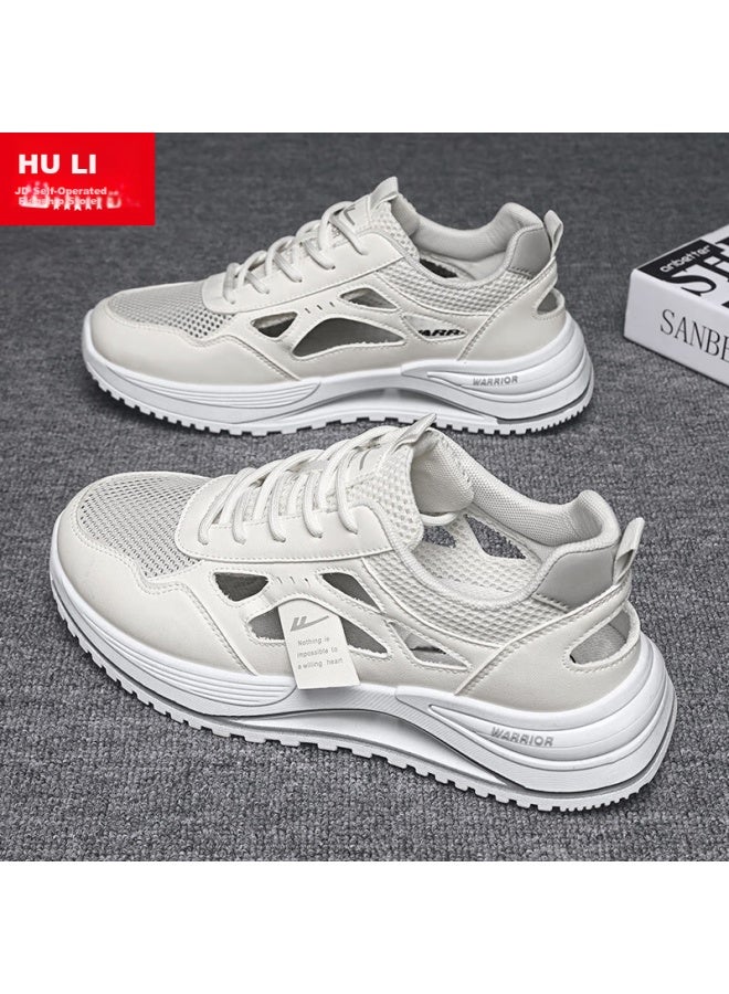 Huili Official Men's Shoes, Autumn New Style Sneakers, Men's Thin Mesh Shoes, White-gray Color, Size 39