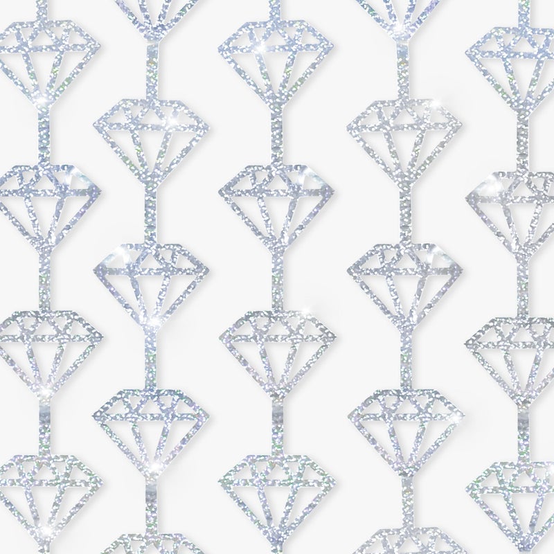 KatchOn, Holographic Silver Foil Diamond Curtains - Pack of 2 | Diamond Backdrop Curtain | Silver Diamond Garland, Denim and Diamonds Party Decorations | New Years Eve Party Supplies 2026 - Image 1