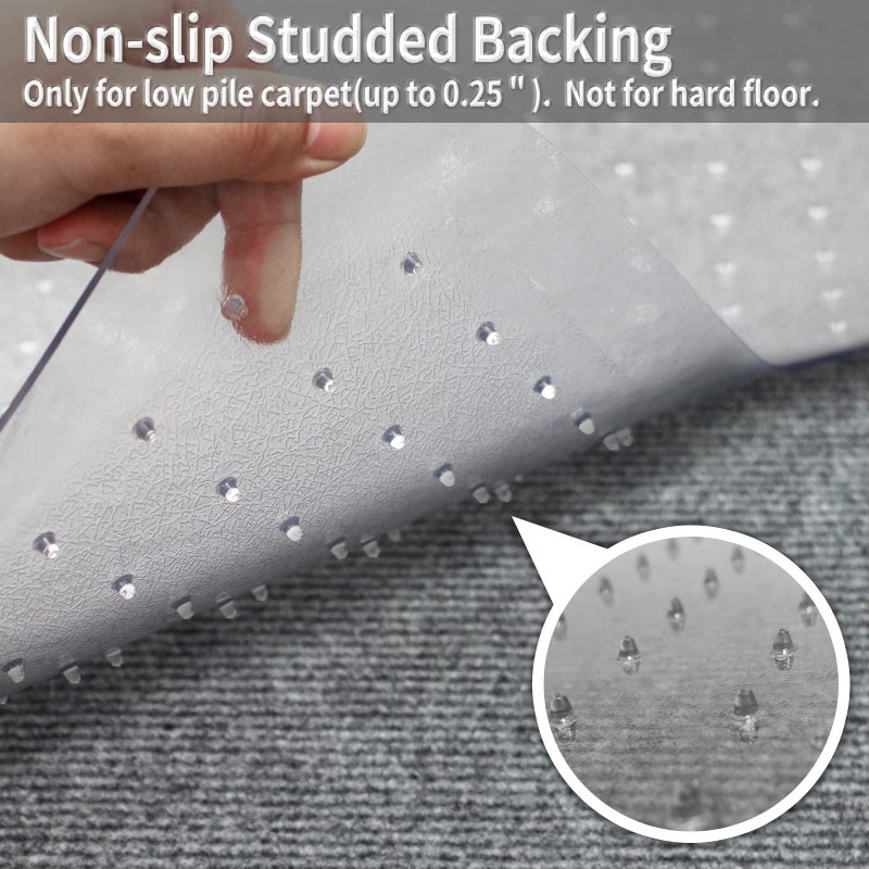 SHAREWIN Chair Mat for Carpeted Floor with Lip,47''Ã—36'' PVC Carpet Protector for Low Pile Carpets Heavy Duty Effective Grip Anti-Slip,Won't Crack,Easy to Clean for Office and Home - Image 4