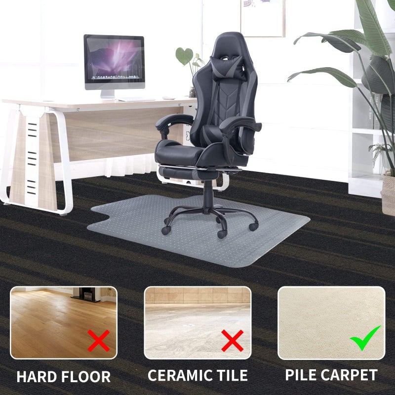 SHAREWIN Chair Mat for Carpeted Floor with Lip,47''Ã—36'' PVC Carpet Protector for Low Pile Carpets Heavy Duty Effective Grip Anti-Slip,Won't Crack,Easy to Clean for Office and Home - Image 2