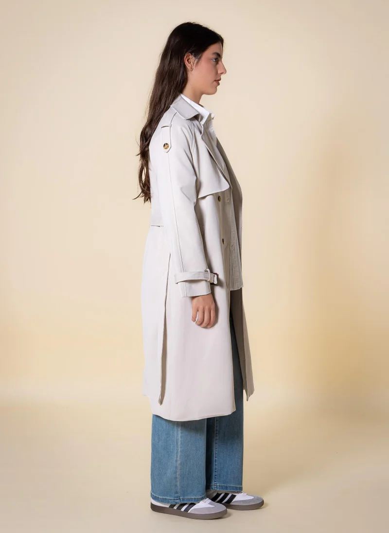 SHAPES Light Beige BELTED TRENCH COAT for Women | Best Price UAE