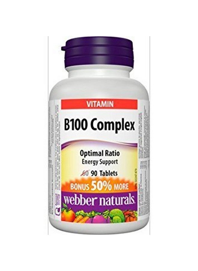 Webber naturals Webber Naturals B100 Complex (100mg of B Vitamins), Bonus Size 60+30 Tablets