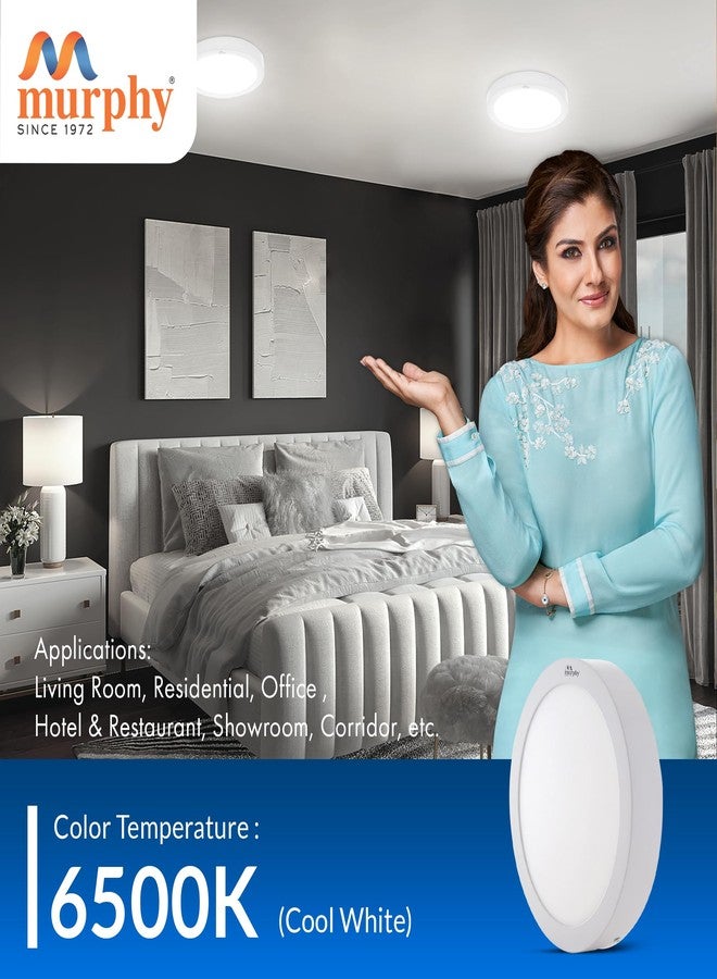 مورفي مصباح مورفي غير المعلق للسقف، 9 وات، رفيع، دائري، LED، مثبت على السطح (أبيض بارد) - Image 5