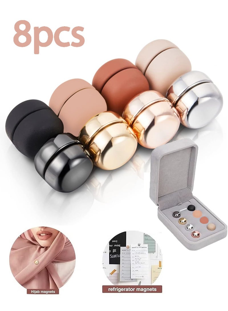 8 زوجًا من دبابيس الحجاب المغناطيسية عالية الجودة القوية، دبابيس مغناطيسية متعددة الاستخدامات خالية من العقد، دبابيس حجاب مغناطيسية بدون دبابيس احترافية، مجموعة بتصاميم لامعة ولامعة. - Image 1