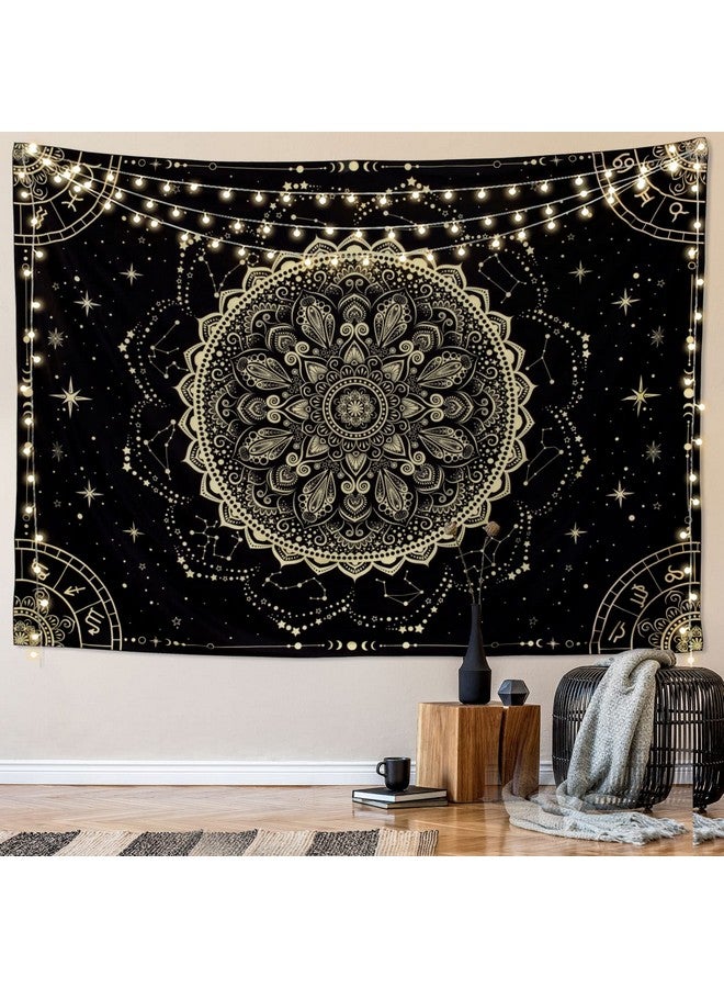 FLY SPRAY Black Golden Mandala Tapestry Astrology Wall Hanging Wall Tapestry Aesthetic Hippie Wall Decor Bohemian Wall Art Boho Home Decoration For Bedroomliving Roomdorm - Image 3