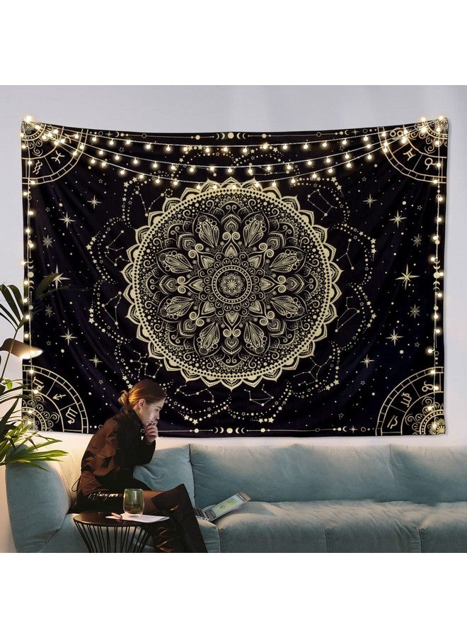 FLY SPRAY Black Golden Mandala Tapestry Astrology Wall Hanging Wall Tapestry Aesthetic Hippie Wall Decor Bohemian Wall Art Boho Home Decoration For Bedroomliving Roomdorm - Image 2