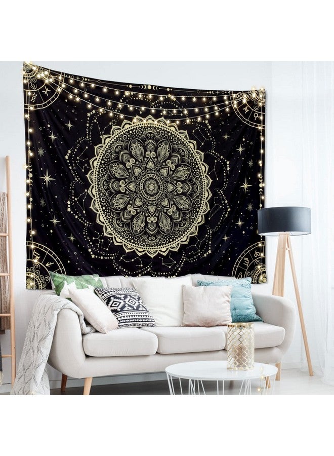 FLY SPRAY Black Golden Mandala Tapestry Astrology Wall Hanging Wall Tapestry Aesthetic Hippie Wall Decor Bohemian Wall Art Boho Home Decoration For Bedroomliving Roomdorm - Image 4