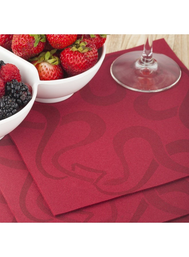 Restaurantware Luxenap 15.75 Inch Disposable Napkins, 25 Soft Linen Like Napkins - Absorbent, Air Laid, Bordeaux With Vintage Pattern Paper Cloth Like Napkins, Pre-Folded, For Dinner Party Guests - Image 3