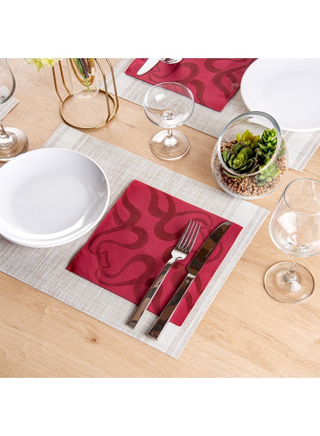Restaurantware Luxenap 15.75 Inch Disposable Napkins, 25 Soft Linen Like Napkins - Absorbent, Air Laid, Bordeaux With Vintage Pattern Paper Cloth Like Napkins, Pre-Folded, For Dinner Party Guests - Image 4