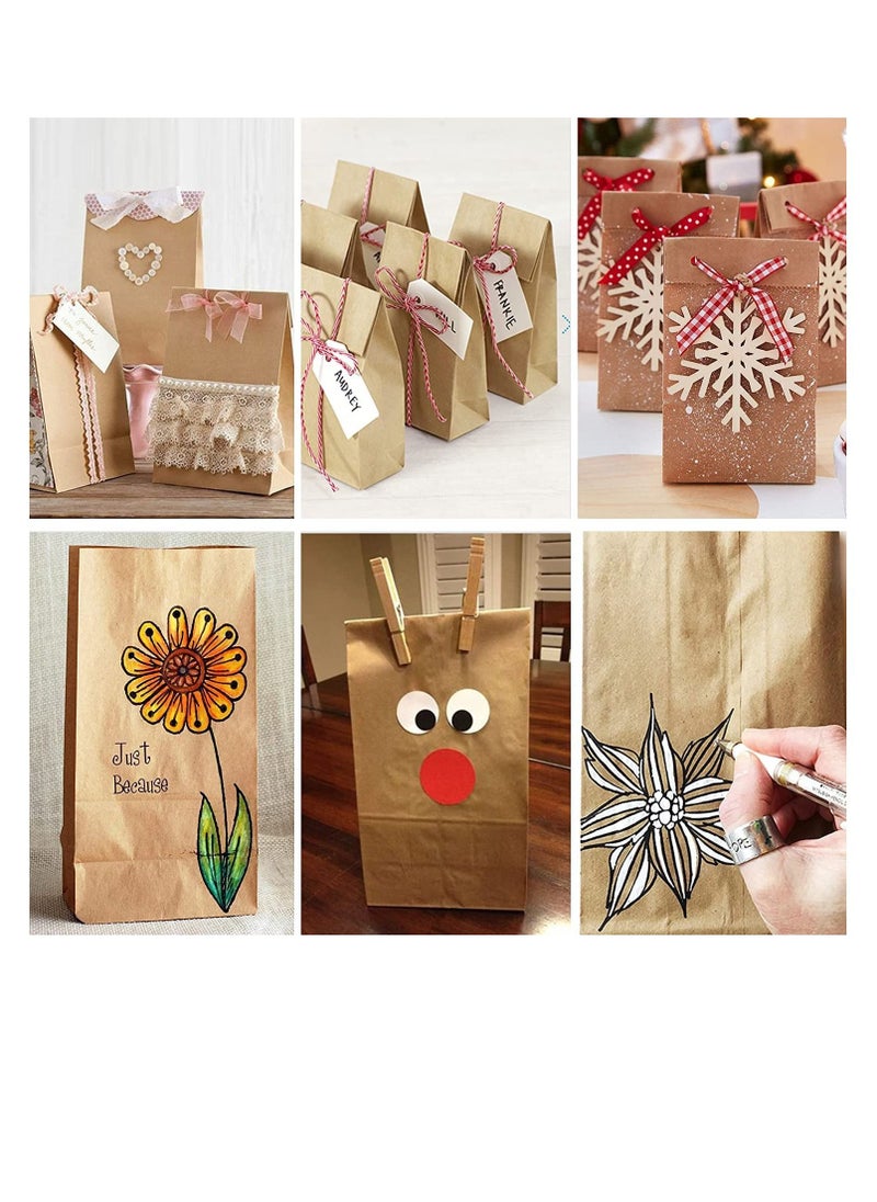 Excefore - Kraft Paper Bags, 30 Pcs Brown Party Bags with 1 Roll Label Stickers, Grease-Resistant Paper Lunch Bags, Sandwich Bag, Grocery Bags, Snack Bags, for Birthday Wedding Party Favor (13 x 8 x 24 cm) - Image 1