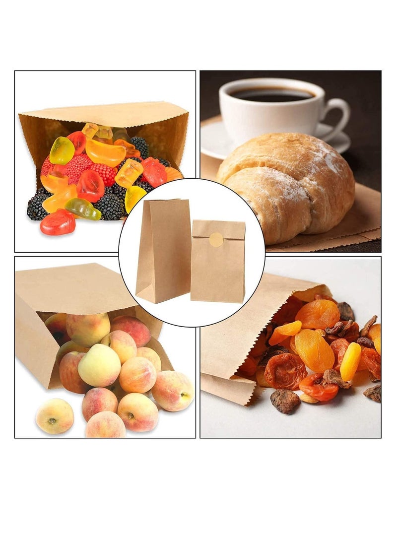 Excefore - Kraft Paper Bags, 30 Pcs Brown Party Bags with 1 Roll Label Stickers, Grease-Resistant Paper Lunch Bags, Sandwich Bag, Grocery Bags, Snack Bags, for Birthday Wedding Party Favor (13 x 8 x 24 cm) - Image 1