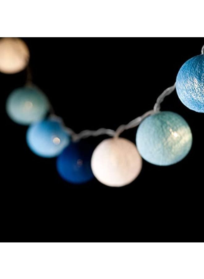 Haokang ON Ambient Ball Fairy Lights Blue Tones Hand Spun Haute Couture Cotton Balls 20 LED Lights UK Plug Safe Indoor Low Voltage Decorative Lights - Image 1
