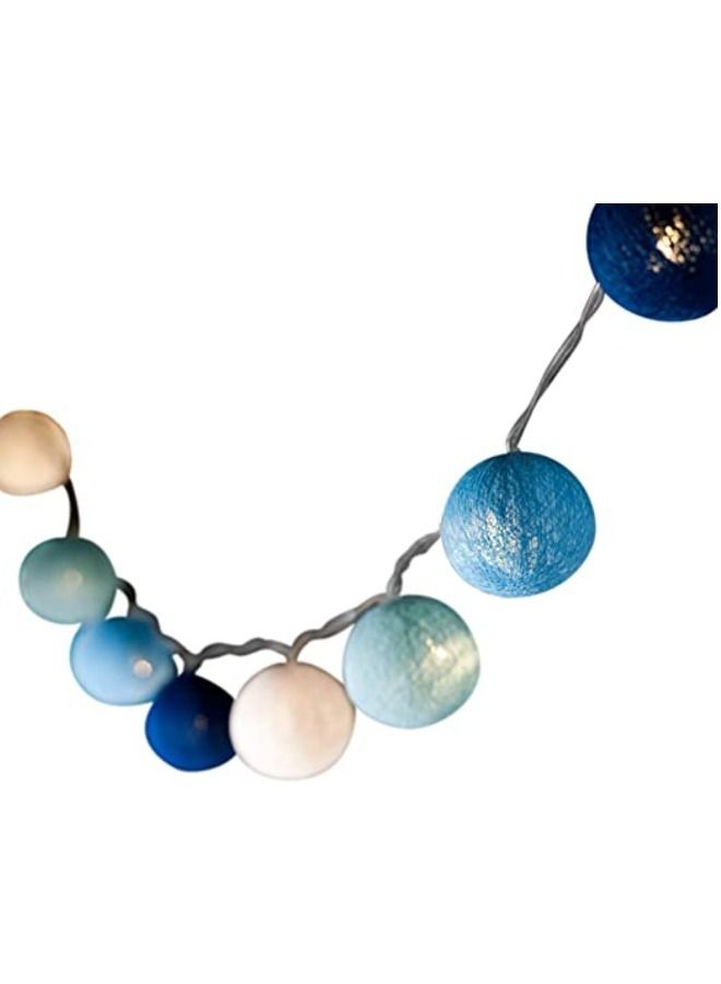 Haokang ON Ambient Ball Fairy Lights Blue Tones Hand Spun Haute Couture Cotton Balls 20 LED Lights UK Plug Safe Indoor Low Voltage Decorative Lights - Image 2