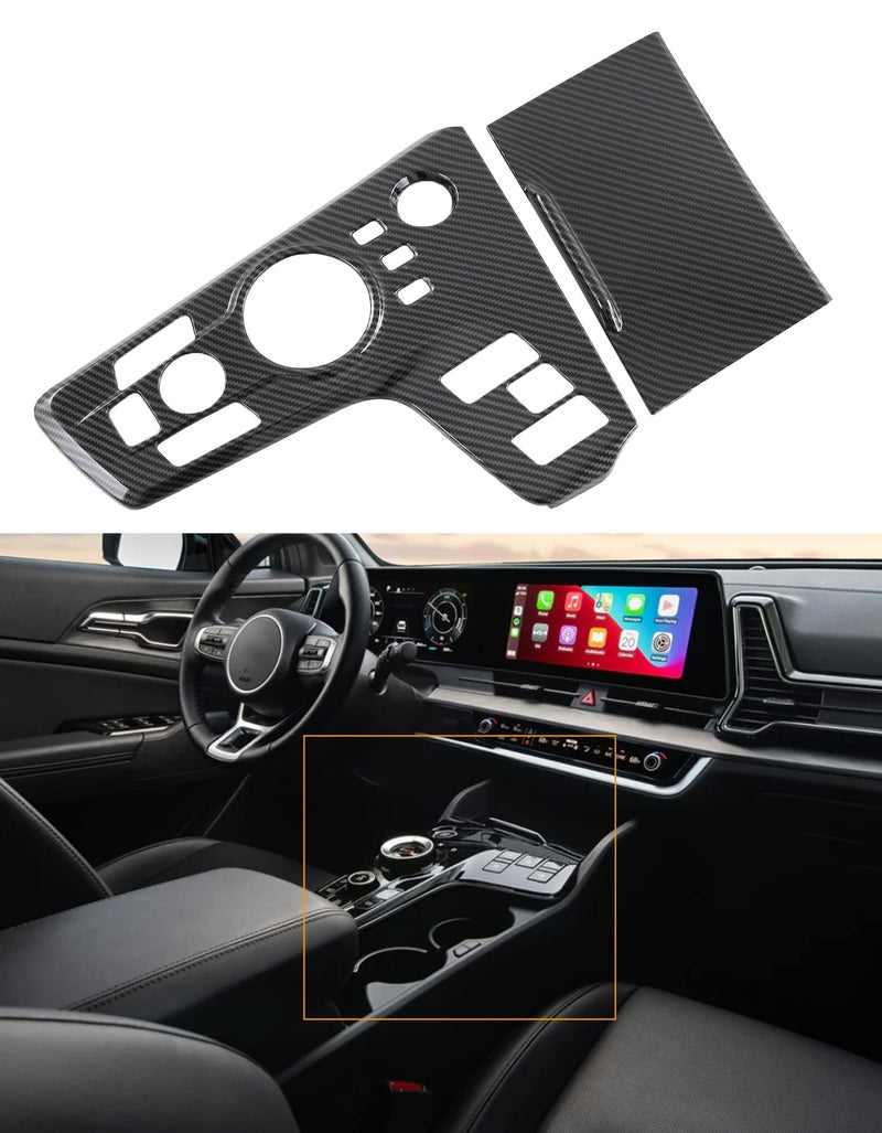 Kadore for 2023 2024 2025 Kia Sportage Hybrid SUV Carbon Fiber Style Interior Gear Shift Panel Frame Cover Trim LHD Electronic Gear Only 2pc