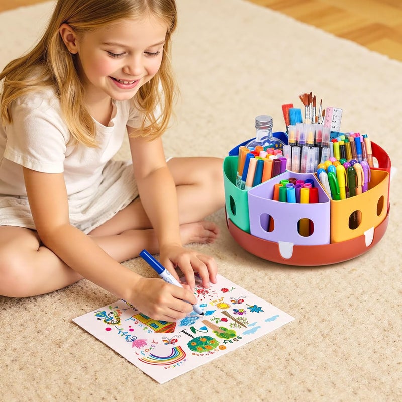 GAMENOTE Rotating Art Supplies Organizer - Lazy Susan Office School Supply for Kids Desk Organization and Storage Homeschool Craft Caddy Classroom Organization (Large) - Image 2