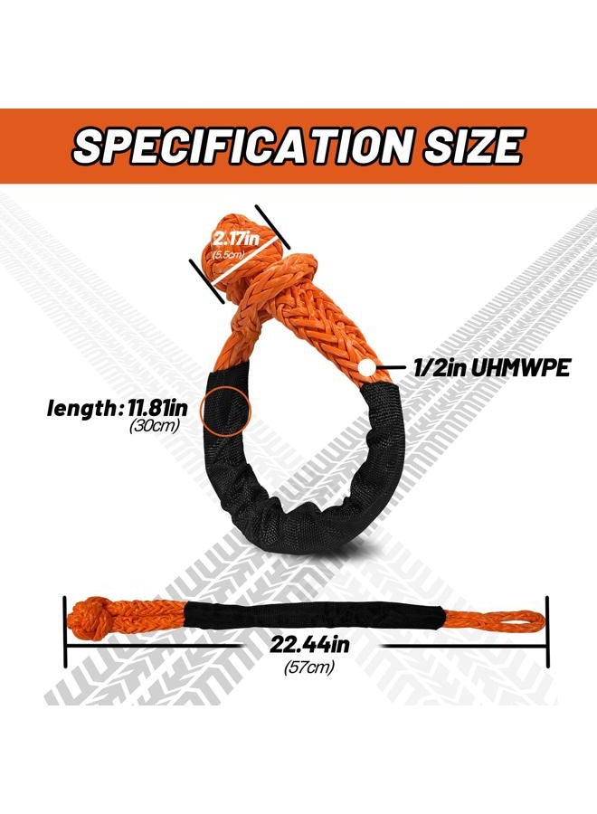 Perantlb Soft Shackle 1/2,3/8" X 22 Inch (50000/47000LBS) Breaking Strength,Synthetic Soft Shackle Rope with Sleeves for SUV,ATV,Truck&More (1/2x22ft Orange) - Image 2