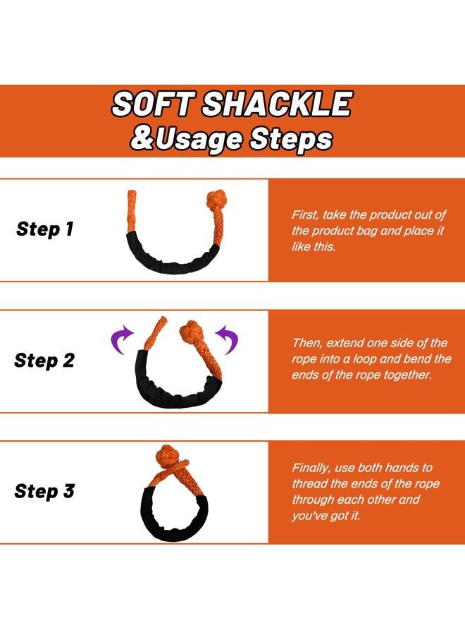 Perantlb Soft Shackle 1/2,3/8" X 22 Inch (50000/47000LBS) Breaking Strength,Synthetic Soft Shackle Rope with Sleeves for SUV,ATV,Truck&More (1/2x22ft Orange) - Image 5