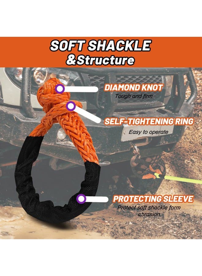 Perantlb Soft Shackle 1/2,3/8" X 22 Inch (50000/47000LBS) Breaking Strength,Synthetic Soft Shackle Rope with Sleeves for SUV,ATV,Truck&More (1/2x22ft Orange) - Image 4