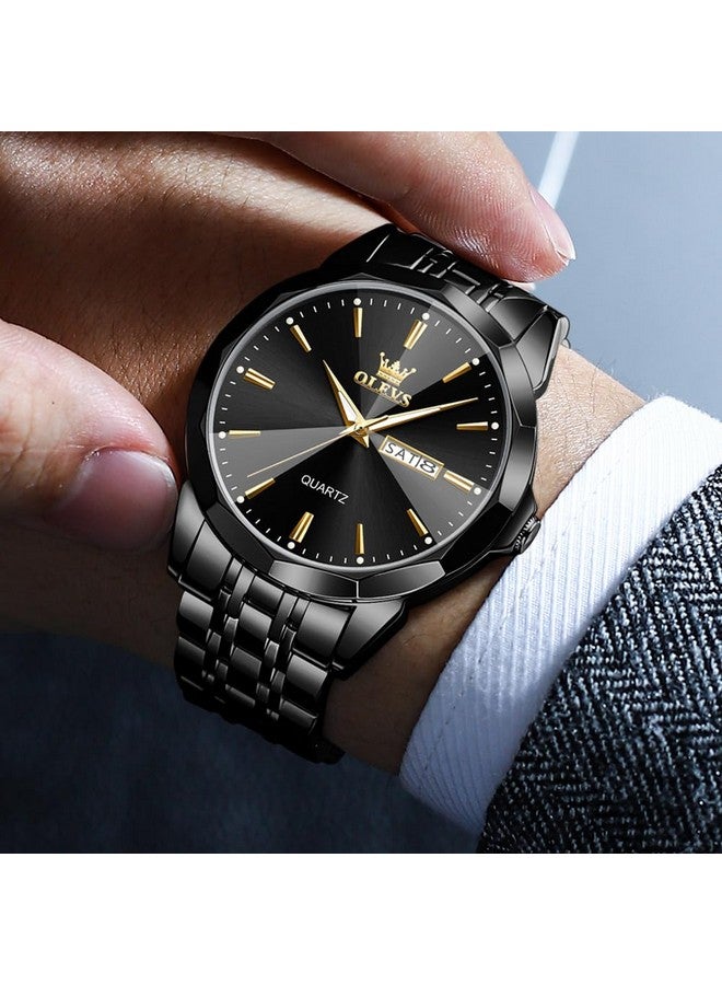OLEVS Men Watches Chain Business Luxury Dress Easy Read Wrist Watch Black Stainless Steel Waterproof Watch for Men Date - Image 3