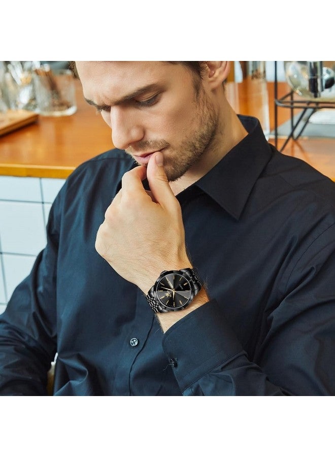 OLEVS Men Watches Chain Business Luxury Dress Easy Read Wrist Watch Black Stainless Steel Waterproof Watch for Men Date - Image 2
