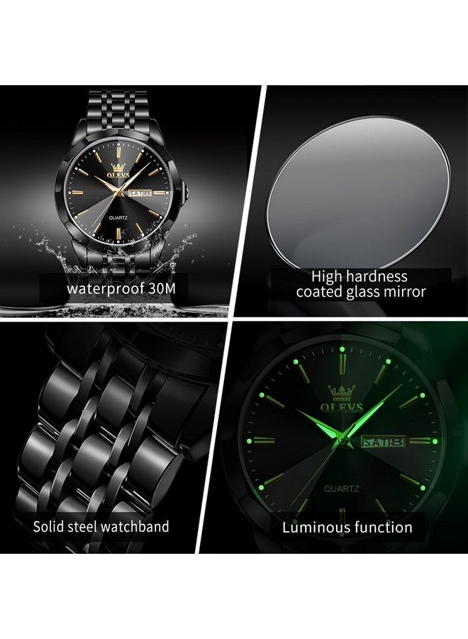 OLEVS Men Watches Chain Business Luxury Dress Easy Read Wrist Watch Black Stainless Steel Waterproof Watch for Men Date - Image 4
