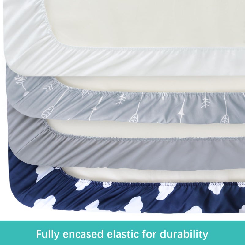 Biloban Baby Bassinet Sheets 4 Pack Compatible with 33" x 20" Mika Micky, Baby Delight, Dream On Me, AMKE and Other Rectangle Bassinet Mattress, Ultra Soft & Skin Friendly, Washer & Dryer - Image 2