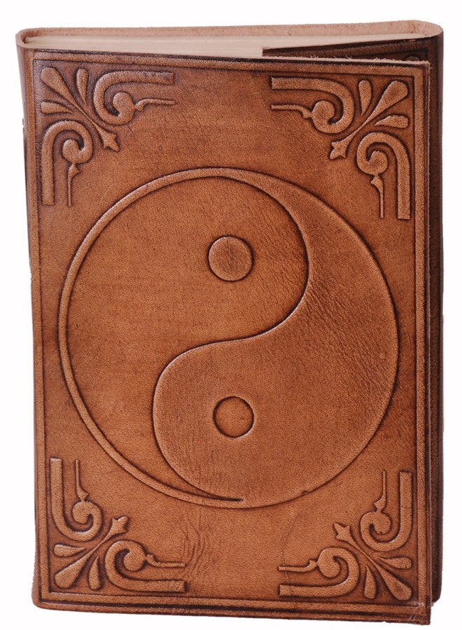 Purpledip Leather Journal (Diary Notebook) 'Yin-Yang': Handmade Paper In Leather Cover For Corporate Gift or Personal Memoir (11320) - Image 3