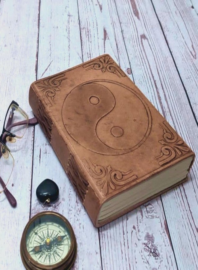 Purpledip Leather Journal (Diary Notebook) 'Yin-Yang': Handmade Paper In Leather Cover For Corporate Gift or Personal Memoir (11320) - Image 1