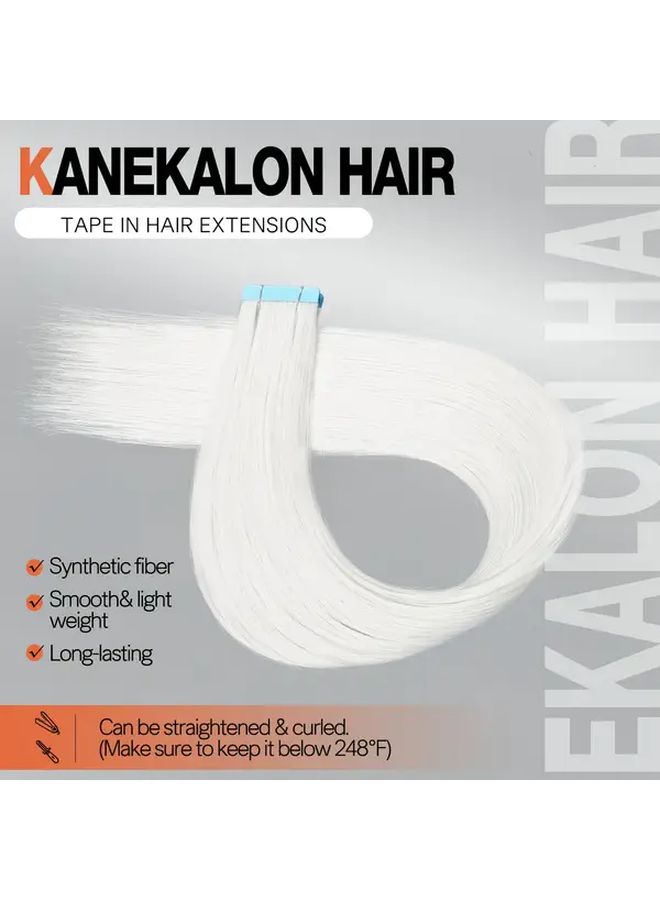 Synthetic Tape In Hair Extensions 24 Inch Color 4 Smooth Seamless Lightweight - Image 3
