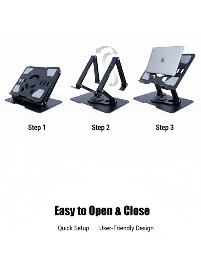 طلال حامل كمبيوتر محمول معدني قابل للتعديل للمكتب، حامل كمبيوتر محمول مريح قابل للطي وحامل للكمبيوتر اللوحي، حامل كمبيوتر محمول محمول من سبائك الألومنيوم مع تهوية حرارية، قاعدة مضادة للانزلاق لأجهزة MacBook وiPad وجميع أجهزة الكمبيوتر المحمولة - Image 5