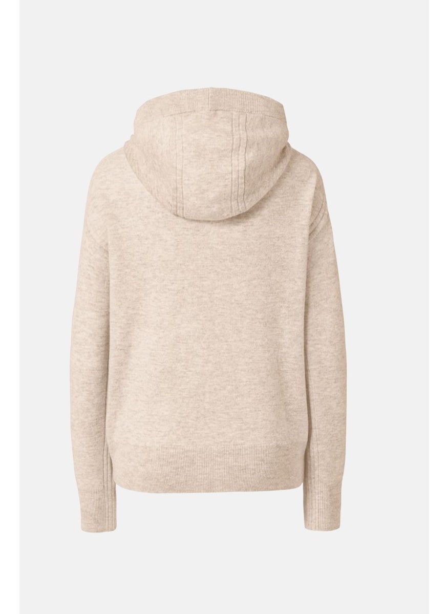 Tchibo Women Hooded Textured Sweater, Molted Cream  - Image 2