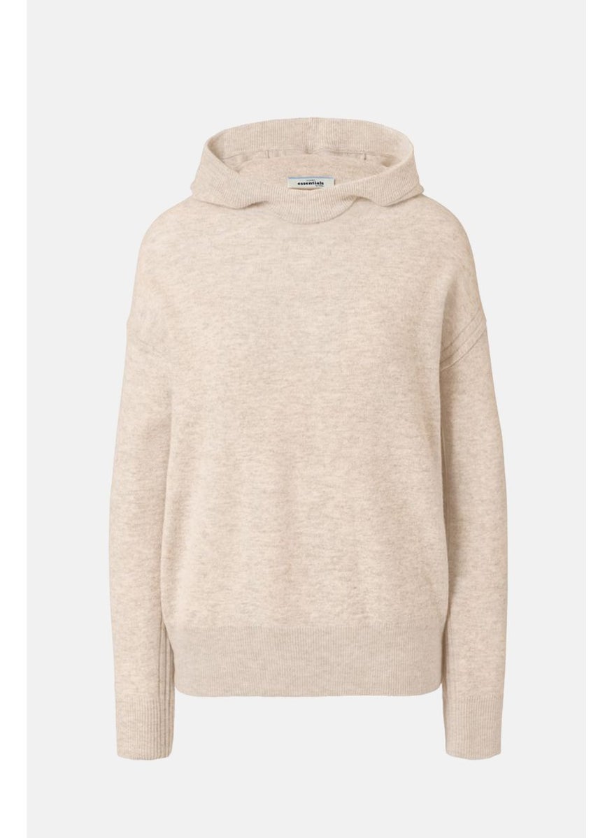 Tchibo Women Hooded Textured Sweater, Molted Cream  - Image 3