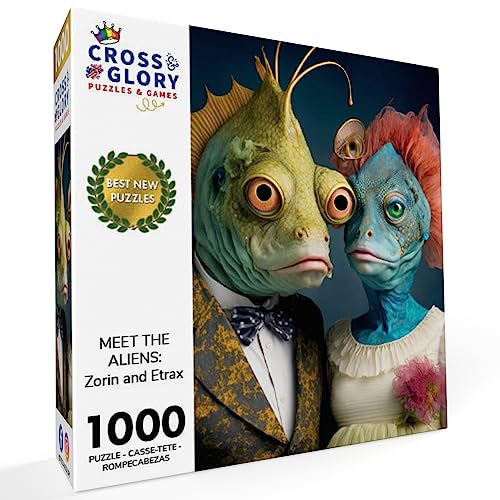 Cross & Glory 1000 Piece Jigsaw Puzzle for Adults Cross Glory Meet The Aliens Series Collectible SciFi Illustration Zorin and Etrax - Image 5