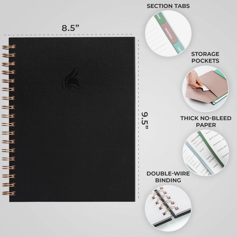 Clever Fox When I Die Planner With Pockets for Documents â€“ End-of-Life Organizer Binder for Important Personal Info & Final Wishes (Black) - Image 2