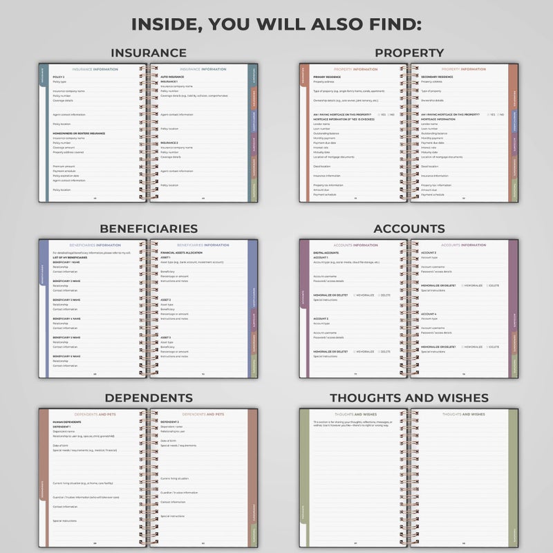 Clever Fox When I Die Planner With Pockets for Documents â€“ End-of-Life Organizer Binder for Important Personal Info & Final Wishes (Black) - Image 5
