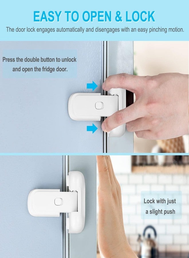 Zipron Refrigerator Door Lock with Double Button, Child Safety Lock, Easy Installation with 3M Adhesive, White - Image 3