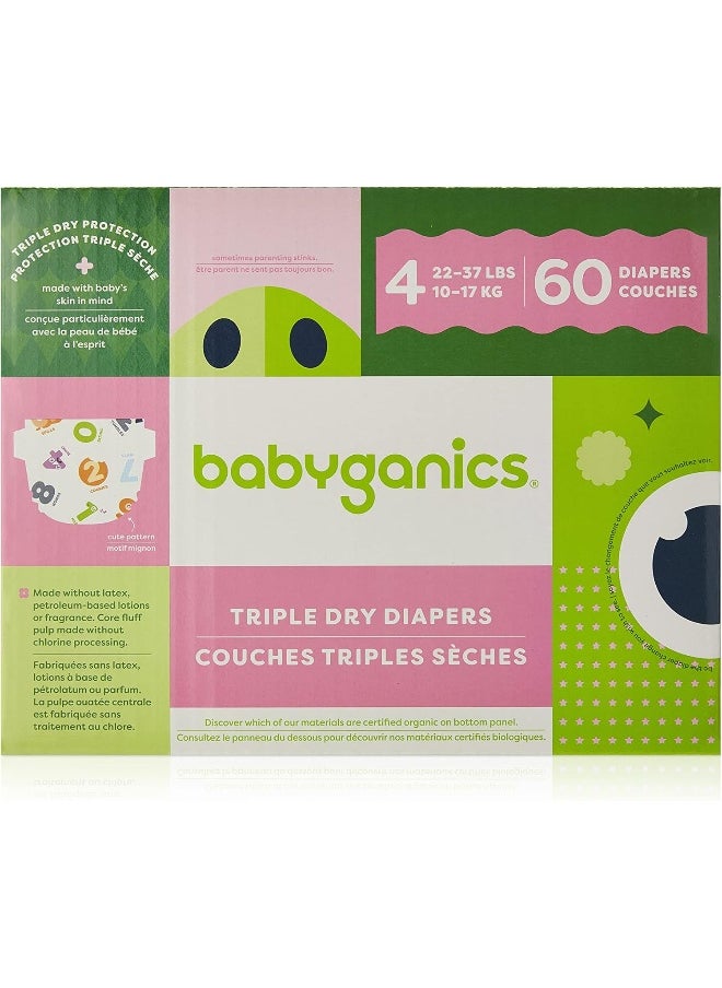 Babyganics Babyganics Diapers, Size 4, 60 ct, Ultra Absorbent Diapers  - Image 1