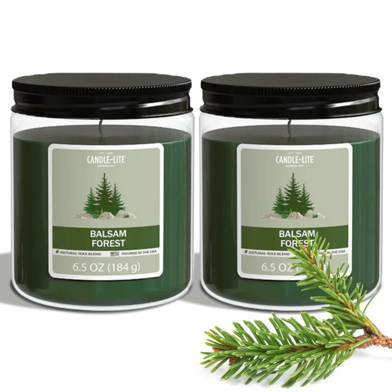 CandleLite Balsam Forest Scented Candles Set Aromatherapy 2 Pack 65 oz SingleWick Jar 40 Hours of Burn Time Perfect for Gifting and Celebration Individual Box
