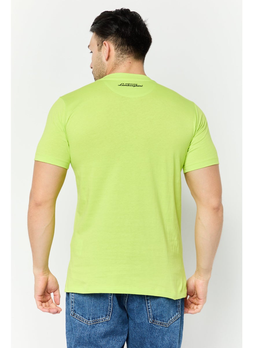 LAMBORGHINI - Men Crew Neck Short Sleeves Brand Logo T-Shirt, Green - Image 1