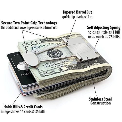 Speidel Stainless Steel Ionic Plated Metal Money Clip for Men, Bill Binder Clip, Wallet, Credit Card Holder, Minimalist Slim Money Clip - Image 4