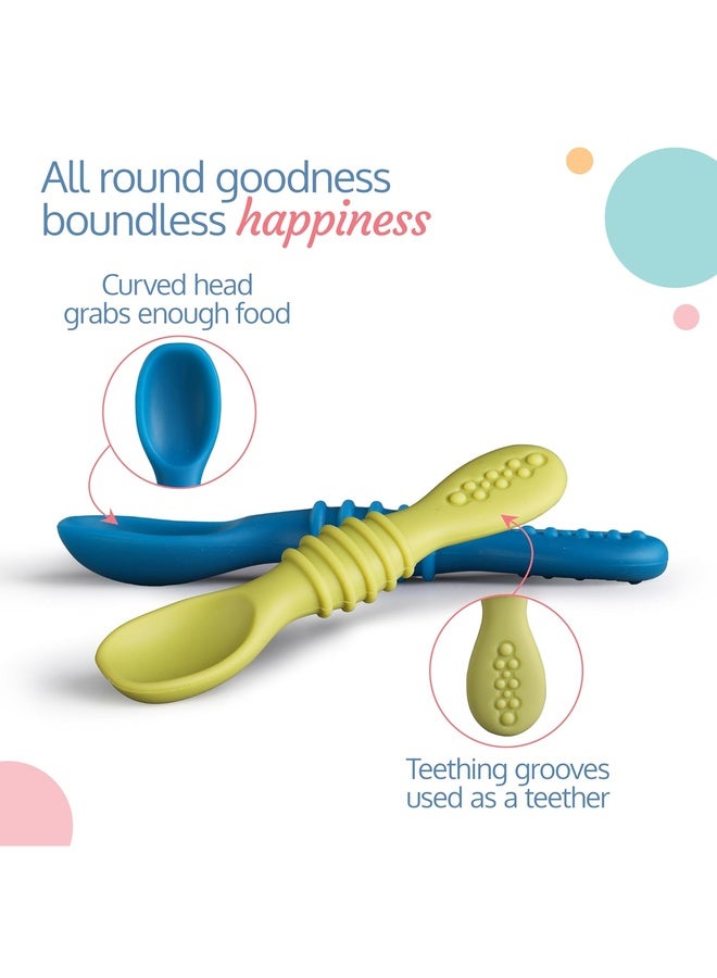 Luvlap Silicon Spoons for Baby Feeding & Baby Led Weaning Set of 2, Feeding & Training spoons, Gum Friendly, BPA Free - Image 4