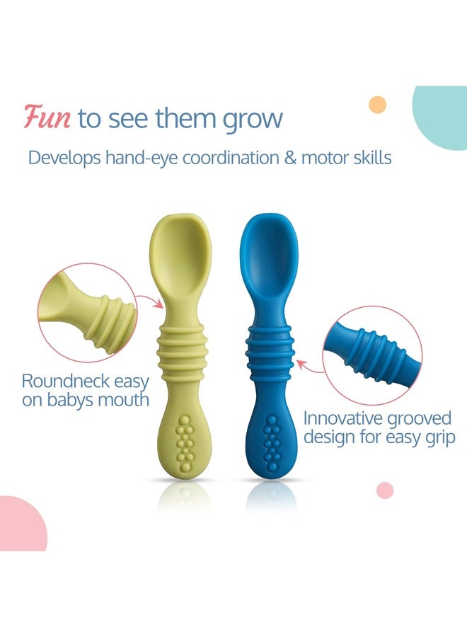Luvlap Silicon Spoons for Baby Feeding & Baby Led Weaning Set of 2, Feeding & Training spoons, Gum Friendly, BPA Free - Image 5