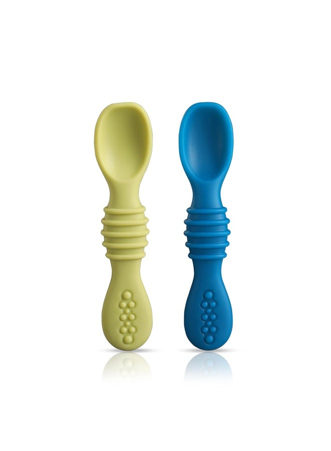 Luvlap Silicon Spoons for Baby Feeding & Baby Led Weaning Set of 2, Feeding & Training spoons, Gum Friendly, BPA Free - Image 1