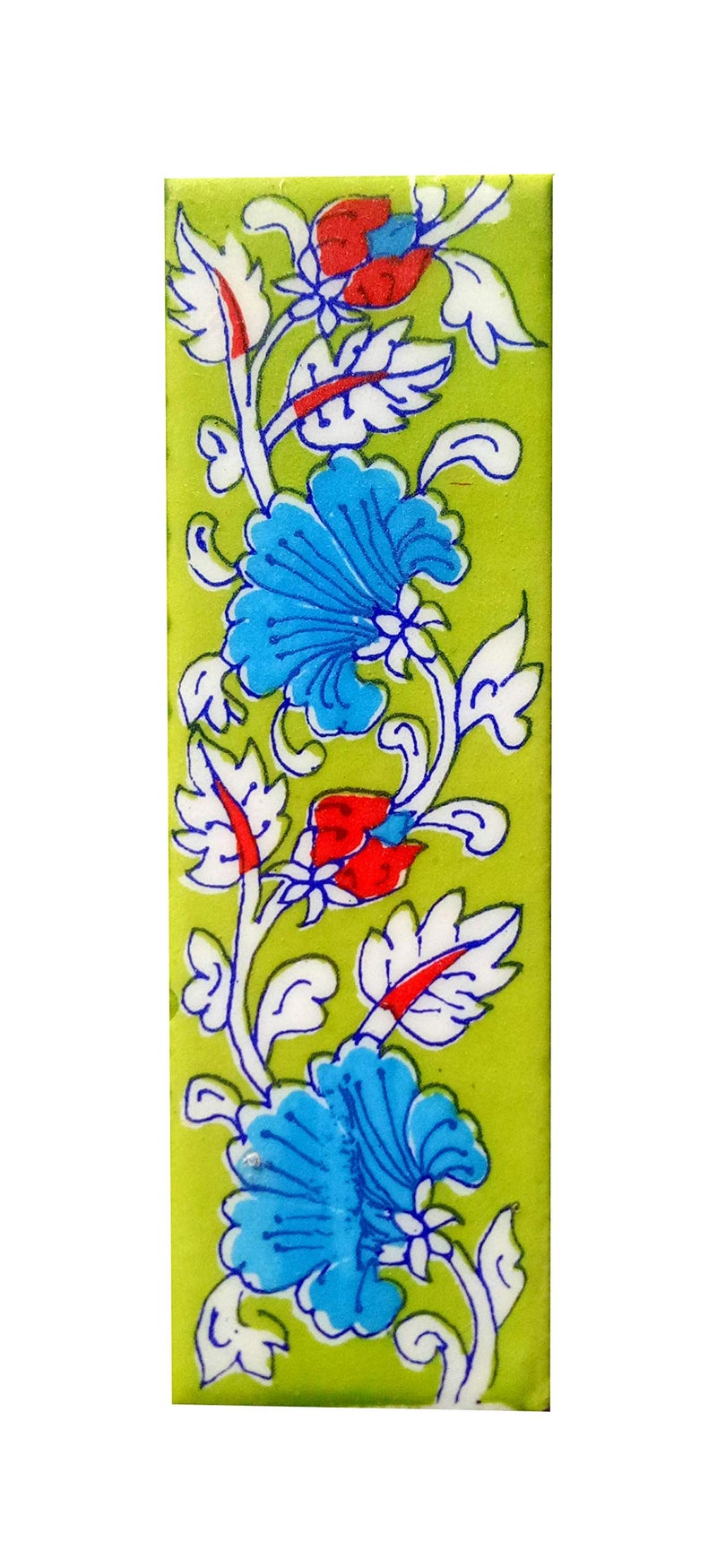 Shiv Kripa Blue Pottery Home Decor Wall Mural Mosaic Tiles Ceramic Handmade Wall Decorative Tiles 2 x 6 Inch Set of 6 Tiles (Multi Color) - Image 3